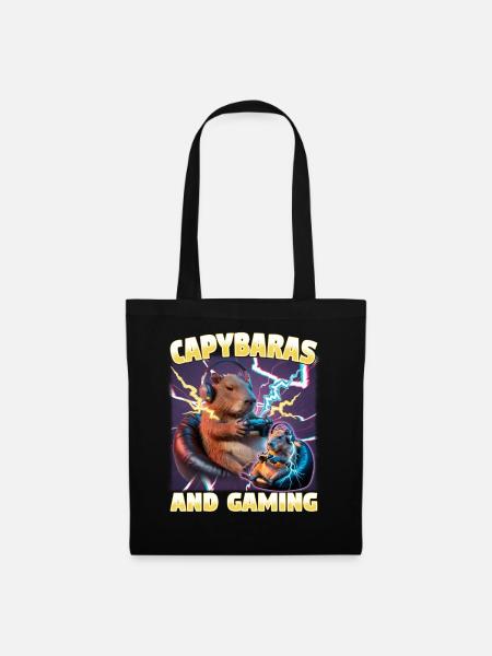 Funny Gaming Gamer Capybara - Stoffbeutel - Schwarz