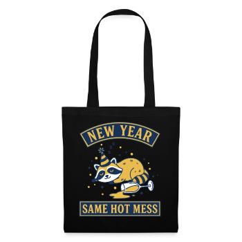 New Year Same Hot Mess Funny Raccoon Design - Tote Bag - black - Front
