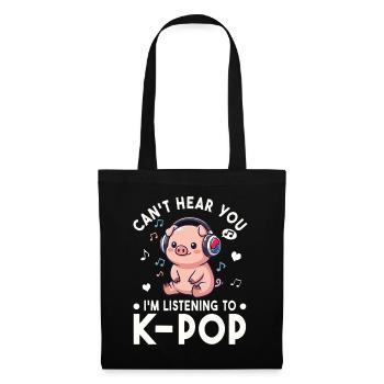 K-Pop Schweinchen – Kawaii Musik Fan Design - Stoffbeutel - Schwarz - Vorne