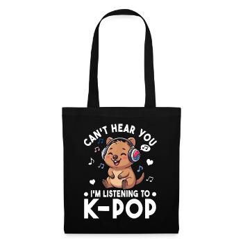 K-Pop Quokka – Süßes Musik Fan Statement Design - Stoffbeutel - Schwarz - Vorne