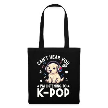 K-Pop Welpe – Süßes Hund & Musik Fan Design - Stoffbeutel - Schwarz - Vorne