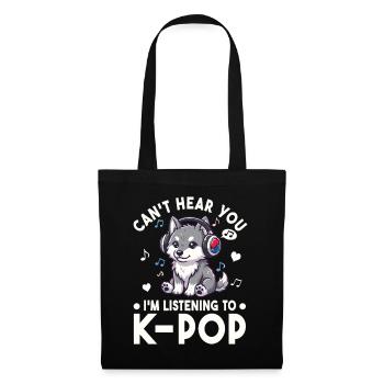 K-Pop Wolf Welpe – Süßes Musik Fan Statement - Stoffbeutel - Schwarz - Vorne