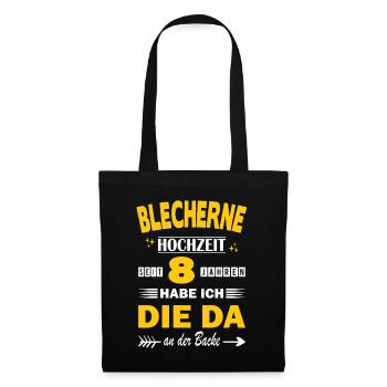 Blechhochzeit 8 Hochzeitstag Jahrestag Ehemann - Stoffbeutel - Schwarz - Vorne