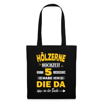 5 Wedding Anniversary Wife 5 Year Marriage Wooden Wedding - Tote Bag - black - Front