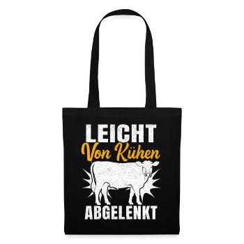 Leicht Von Kühen Abgelenkt - Stoffbeutel - Schwarz - Vorne