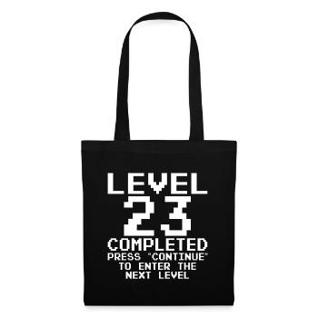 Level 23 Abgeschlossen Pixelabzeichen - Stoffbeutel - Schwarz - Vorne