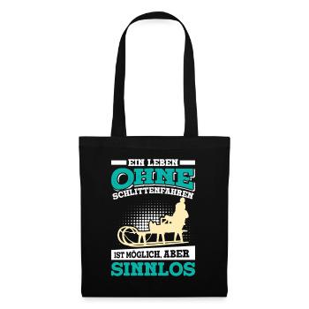 Rodeln EIN LEBEN OHNE SCHLITTENFAHREN SINNLOS - Stoffbeutel - Schwarz - Vorne