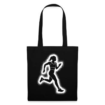 Running Jogging Girls Ladies Runner - Tote Bag - black - Front