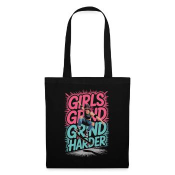 Girls Skate Grind Harder Spruch Design - Stoffbeutel - Schwarz - Vorne