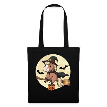 Mignonne Sorcière Cheval Poney d’Halloween - Sac en tissu - noir - Devant