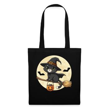 Cute Cat Witch Halloween Black Cat - Tote Bag - black - Front