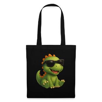Dinosaure avec des lunettes de soleil - Sac en tissu - noir - Devant