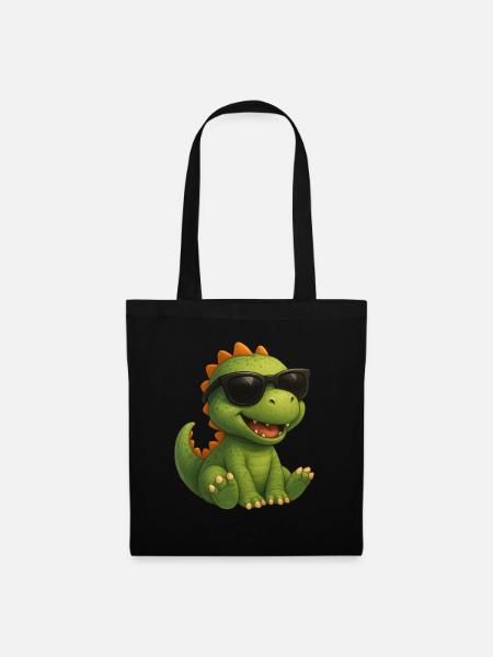 Dinosaurier mit Sonnenbrille - Stoffbeutel - Schwarz