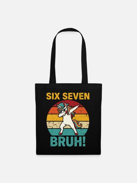 Six Seven Bruh! – Cooles Dabbing Einhorn Meme  - Stoffbeutel - Schwarz