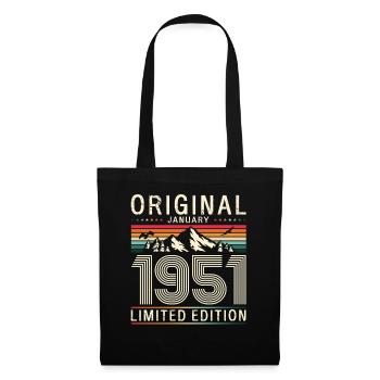 75e anniversaire Original janvier Né en 1951 - Sac en tissu - noir - Devant