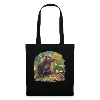Ratten Ratte - Stoffbeutel - Schwarz - Vorne