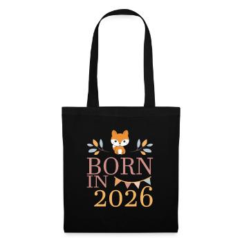 Baby Geboren in 2026 Born in 2026 Süßer Fuchs - Stoffbeutel - Schwarz - Vorne