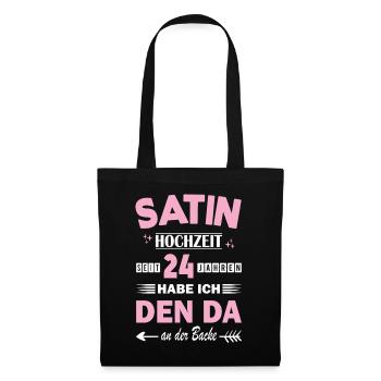 Satin Wedding 24th Wedding Anniversary Anniversary Wife - Tote Bag - black - Front