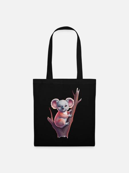  Süßer Koala Auf Baumstamm Für Kinder Und - Stoffbeutel - Schwarz