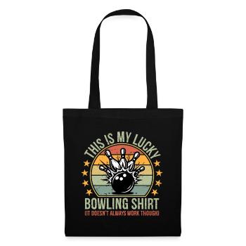 Vintage Funny Bowling Team This is My Lucky Bow - Stoffbeutel - Schwarz - Vorne