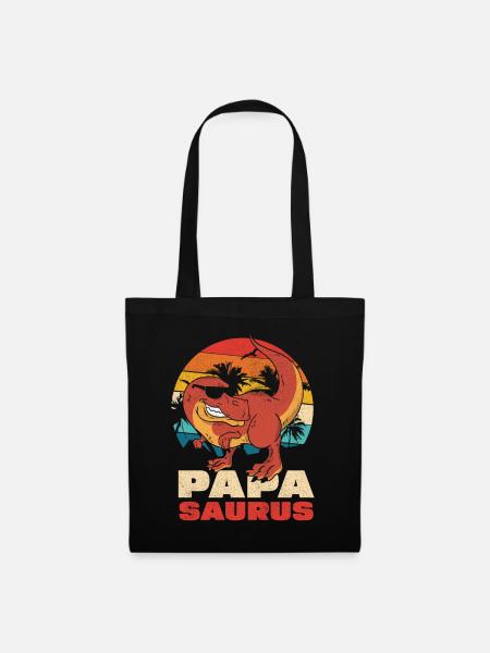 Papasaurus Retro Sonnenuntergang - Stoffbeutel - Schwarz