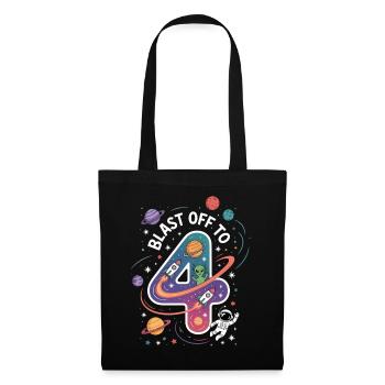 Départ dans l’espace, fête d’anniversaire des enfants pour 4 ans - Sac en tissu - noir - Devant