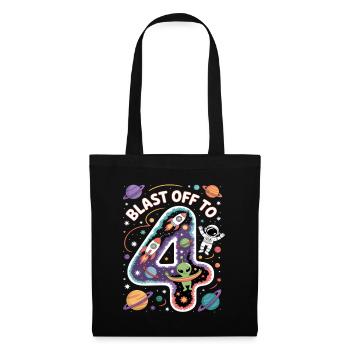 Départ dans l’espace, fête d’anniversaire des enfants pour 4 ans - Sac en tissu - noir - Devant
