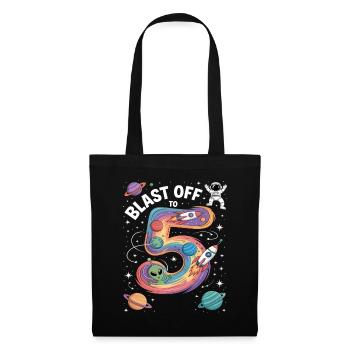 Départ dans l’espace, fête d’anniversaire des enfants pour 5 ans - Sac en tissu - noir - Devant