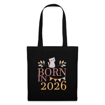 Baby Geboren in 2026 Born in 2026 Süßer Katze - Stoffbeutel - Schwarz - Vorne