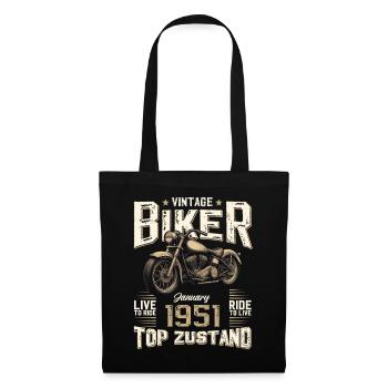 Cadeau du 75e anniversaire Motocycliste janvier 1951 - Sac en tissu - noir - Devant
