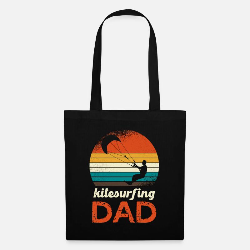 Kitesurfing Dad Retro Logo - Stoffbeutel - Schwarz