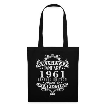 65e anniversaire Millésime janvier 1961 - Sac en tissu - noir - Devant