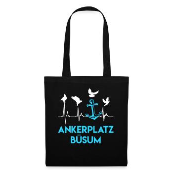 Nordsee Urlaub ANKERPLATZ BÜSUM Lustiges - Stoffbeutel - Schwarz - Vorne