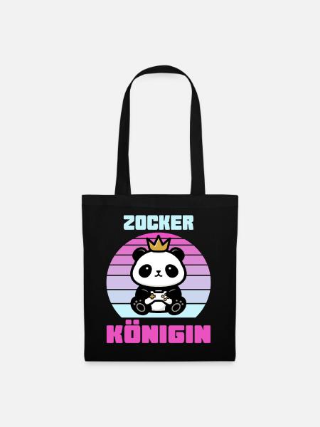 Zocker Königin gamerin - Stoffbeutel - Schwarz