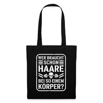Glatze Wer Braucht Schon Haare Halbglatze Glatzen - Stoffbeutel - Schwarz - Vorne