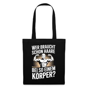 Glatze Wer Braucht Schon Haare Halbglatze Glatzen - Stoffbeutel - Schwarz - Vorne