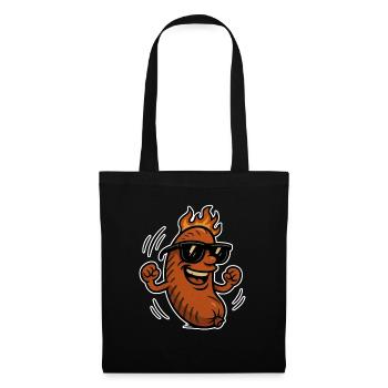 Bratwurst mit Sonnebrille - Stoffbeutel - Schwarz - Vorne