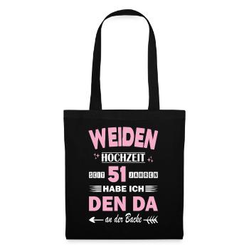 51 Jahre Beziehung Jahrestag Hochzeitstag - Stoffbeutel - Schwarz - Vorne