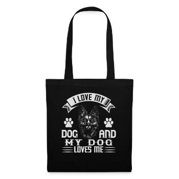 J’aime mon chien – Berger allemand design - Sac en tissu - noir - Devant