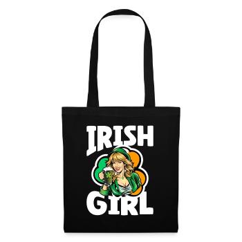 Irish Girl mit Grünem Kleeblatt - Stoffbeutel - Schwarz - Vorne
