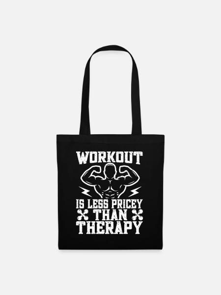 Powerlifting Bodybuilder Less Pricey Than Therapy - Tote Bag - black