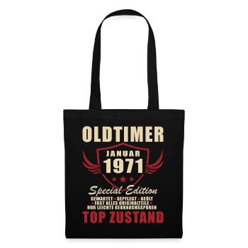Cadeau pour le 55e anniversaire Voiture Classique janvier 1971 - Sac en tissu - noir - Devant