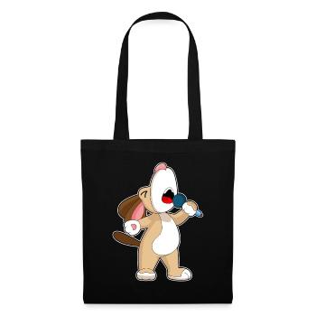 Chanteur de chien Chant au micro - Sac en tissu - noir - Devant