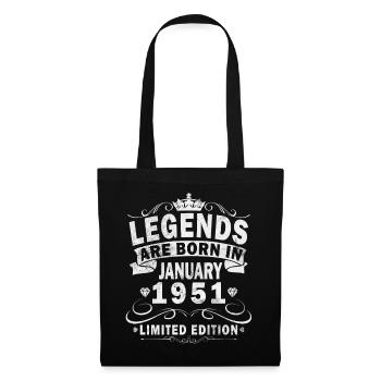 75e anniversaire Original janvier Né en 1951 - Sac en tissu - noir - Devant