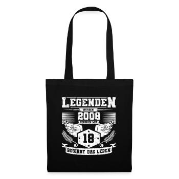 18 Geburtstag Legenden geboren 2008 Grunge Leben - Stoffbeutel - Schwarz - Vorne
