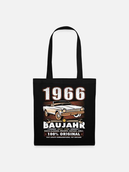 Oldtimer Baujahr 1966 geboren Geburtstag Spruch - Stoffbeutel - Schwarz