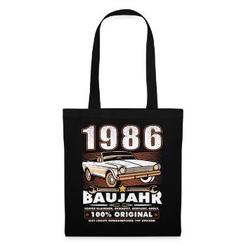 1986 Geboren Geburtstag Oldtimer - Stoffbeutel - Schwarz - Vorne