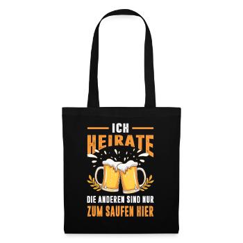 JGA Partnerlook Junggesellenabschied Bier Saufen - Stoffbeutel - Schwarz - Vorne