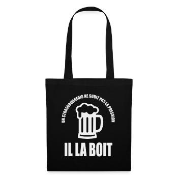 Un Strasbourgeois ne subit pas la pression il la b - Sac en tissu - noir - Devant