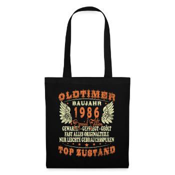 1986 Geboren Geburtstag Oldtimer - Stoffbeutel - Schwarz - Vorne